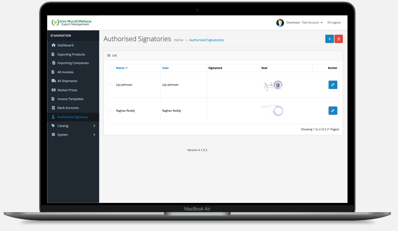 Authorised Signatory List